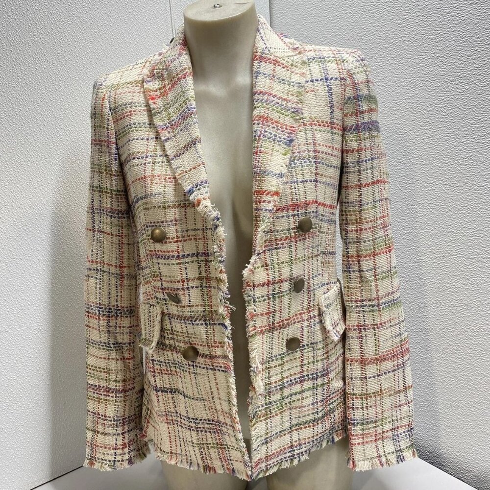 NEW AKRIS Women’s Fringe Tweed Blazer Jacket